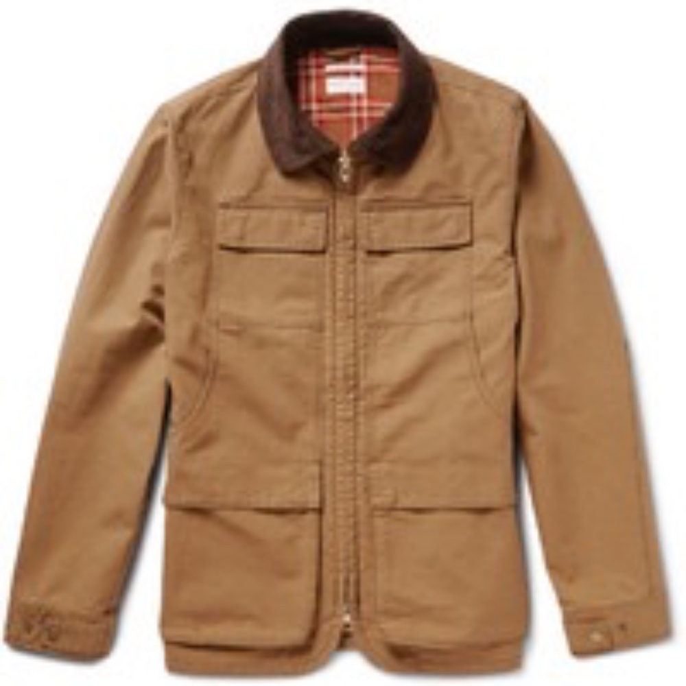 Gant Rugger Corduroy Trimmed Cotton Canvas Field Chore Barn Jacket Khaki M